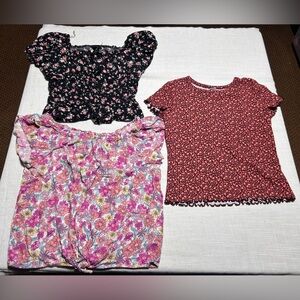 Girls Floral Print Tops Bundle of 3